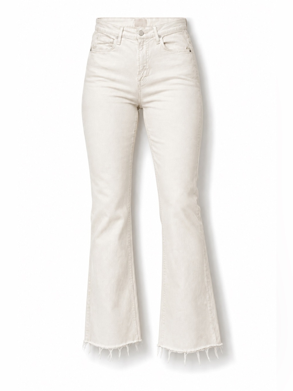 MOTHER The Insider Ankle Fray Jeans Chalk It Up Ivory Cream Size 27